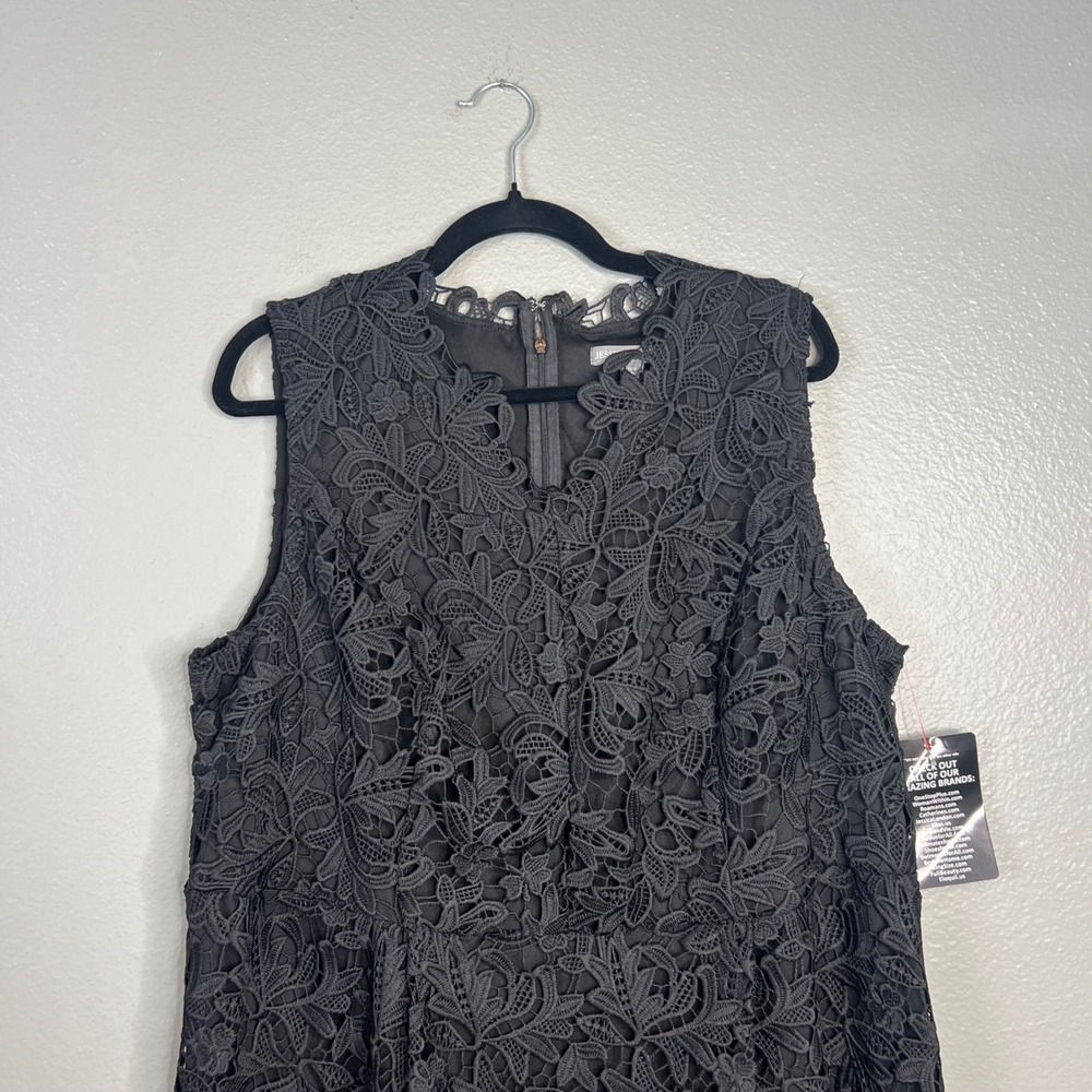 Jessica London Black Lace Midi Dress Plus Sz 20W Sleeveless LBD V-Neck Lined NWT - Picture 6 of 12